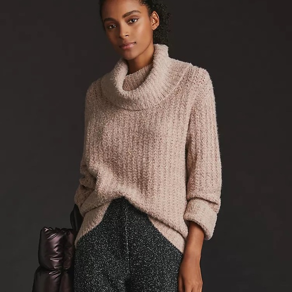 Anthropologie Sweaters - Anthropologie Maeve Cowl Neck Pullover Tan Sweater